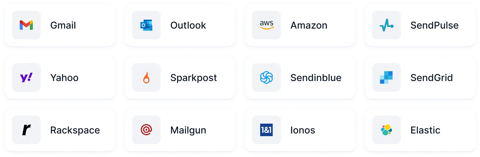 Grid of supported email service provider logos
